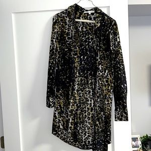 BCBGENERATION LEOPARD BUTTON DOWN DRESS